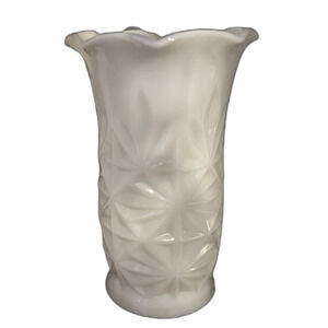 Vintage Hazel Atlas Milk Glass Star Burst Pattern Vase